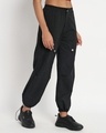 Shop Women's Black Tapered Fit Cargo Parachute Pants-Design