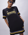 Shop Women's Black Team Minions Graphic Printed Oversized T-shirt Dress-Front