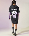 Shop Women's Black TEMPT Graphic Printed Oversized Dress-Front