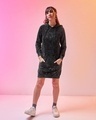 Shop Women's Black Acid Wash Hoodie Dress-Full