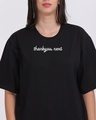 Shop Women's Black Thank you Next Typography Oversized T-shirt-Full