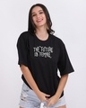 Shop Women's Black The Future Is Female Typography Oversized T-shirt-Front