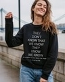 Shop Women's Black They Don't Know Typography Oversized Sweatshirt-Front