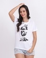 Shop Women's Black Three Panda Graphic Printed Cotton T-shirt-Front
