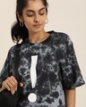 Shop Women's Black Tie & Dye Relaxed Fit T-shirt-Front