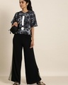 Shop Women's Black Tie & Dye Relaxed Fit T-shirt-Full