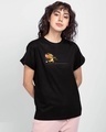 Shop Women's Black Tom and Jerry Chase (TJL) Graphic Printed Boyfriend T-shirt-Front
