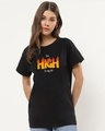 Shop Women's Black Too High Typography Boyfriend T-shirt-Front