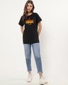 Shop Women's Black Too High Typography Boyfriend T-shirt-Design