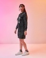 Shop Women's Black Toxic Graphic Printed Acid Wash Hoodie Dress-Design
