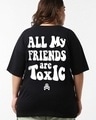 Shop Women's Black Toxic Graphic Printed Oversized Plus Size T-shirt-Front