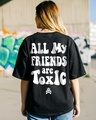 Shop Women's Black Toxic Graphic Printed Oversized T-shirt-Front