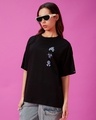 Shop Women's Black Toxic Graphic Printed Oversized T-shirt-Full