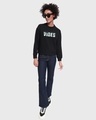Shop Women's Black Tropical Vibes Typography Oversized Sweatshirt-Full