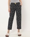 Shop Women's Black Troubled Duo AOP Pyjamas-Front