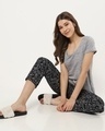 Shop Women's Black Troubled Duo AOP Pyjamas-Full