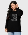 Shop Women's Black Trust Your Ability Graphic Printed Plus Size T-shirt-Front
