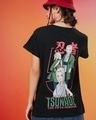 Shop Women's Black Tsunade Graphic Printed Boyfriend T-shirt-Front