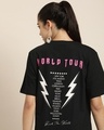 Shop Women's Black Typography Back Printed Oversized T-shirt-Front