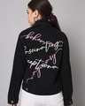 Shop Women's Black Typography Denim Jacket