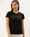 Shop Women's Black Typography T-shirt-Front