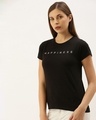 Shop Women's Black Typography T-shirt-Design
