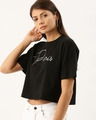 Shop Women's Black Typography T-shirt-Design