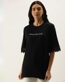 Shop Women's Black Typography T-shirt-Front