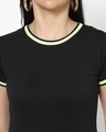 Shop Women's Black Varsity Half Sleeve Round Neck T-shirt