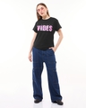 Shop Women's Black Vibes Typography Boyfriend T-shirt-Full