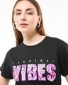 Shop Women's Black Vibes Typography Boyfriend T-shirt