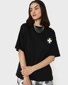 Shop Women's Black Vibin And Thrivin Oversized T-shirt-Design
