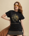 Shop Women's Black Wanderlust Graphic Printed Boyfriend T-shirt-Front