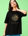 Shop Women's Black Wanderlust Printed Oversized T-shirt-Front