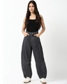 Shop Women's Black Washed Barrel Fit Jeans-Full
