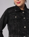 Shop Women's Black Washed Denim Jacket-Full