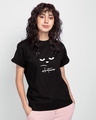 Shop Women's Black Whatever Graphic Printed Boyfriend T-shirt-Front