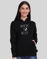 Shop Women's Black Where To Next Whatever Hoodie Sweatshirt-Front