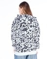 Shop Women's Black & White All Over Printed Oversized Hoodies-Full