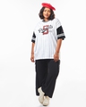 Shop Women's White & Black Peanuts Striped Oversized Plus Size T-shirt-Full