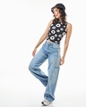 Shop Women's Black & White All Over Printed Oversized Short Top-Full