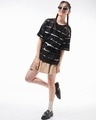 Shop Women's Black & White All Over Printed Oversized T-shirt