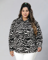 Shop Women's Black & White All Over Printed Plus Size Shirt-Front