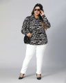 Shop Women's Black & White All Over Printed Plus Size Shirt