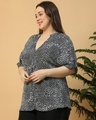 Shop Women's Black & White Animal Printed Plus Size Top-Design