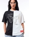 Shop Women's Black & White Anti Social Butterfly Graphic Printed Oversized T-shirt-Front