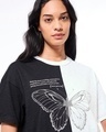 Shop Women's Black & White Anti Social Butterfly Graphic Printed Oversized T-shirt