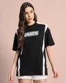 Shop Women's Black & White Color Block Oversized T-shirt-Front