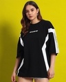 Shop Women's Black & White Color Block Oversized T-shirt-Front