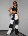 Shop Women's Black & White Color Block Oversized Wide Leg Korean Pants